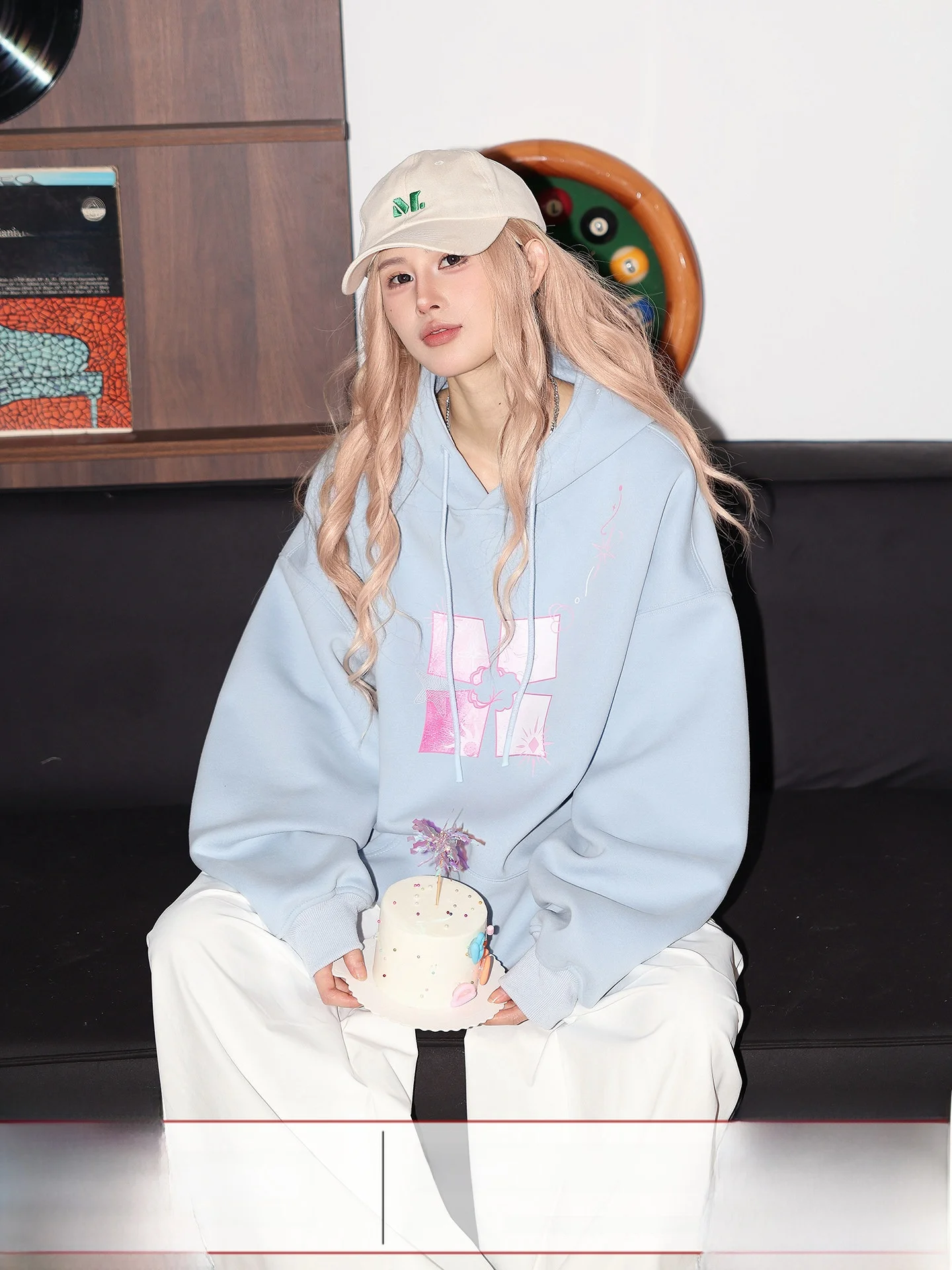 

American Sle Brued Cotton Hoodie Women's Loose Fit Long Sve Printed Streetwear Spring Autumn Small Size Top