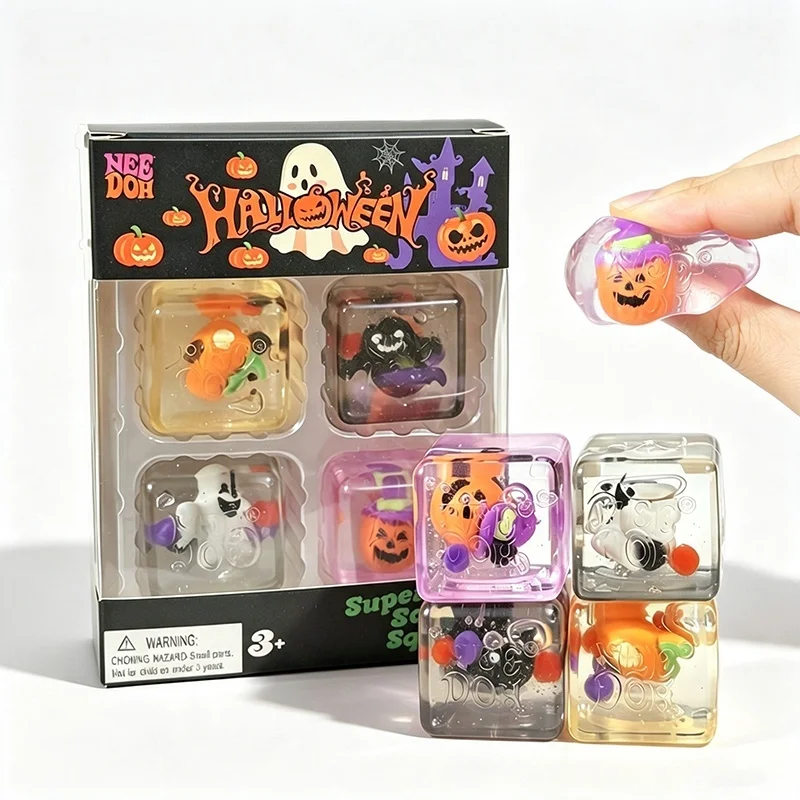 Needoh Nice Cube Halloween Limited Edition 4 Pack Maltose Slow Rebound Squeeze Toy For Gift Set Party Decor Decompression Toy