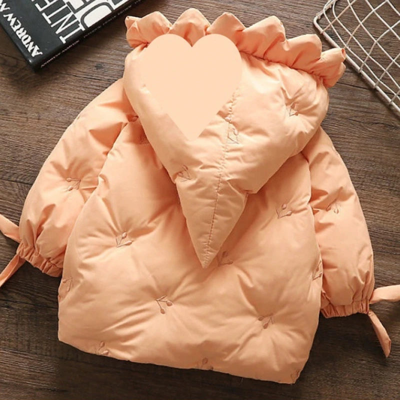 Girls Down Coat Jacket Cotton Windproof Outwear 2023 Cherry Warm Thicken Winter Skiwear Plus Size Children\'s Clothing
