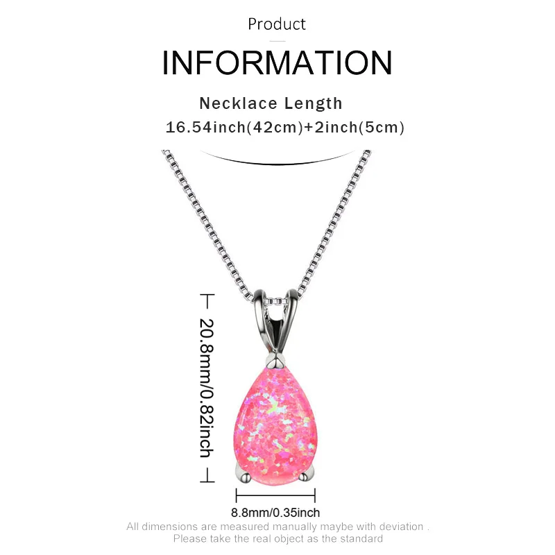 Women's 7-Color Opal Pendant Necklace, Dainty Gift