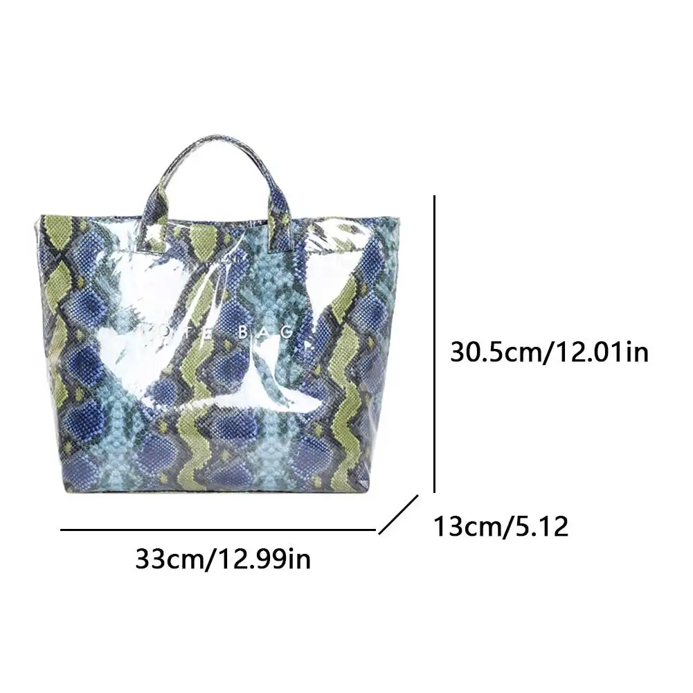 Women PU Handbag Fashion Handheld Bag Large Capacity Top Handle Bag Snake Pattern Commuting Bag Waterproof Outdoor Travel Bag