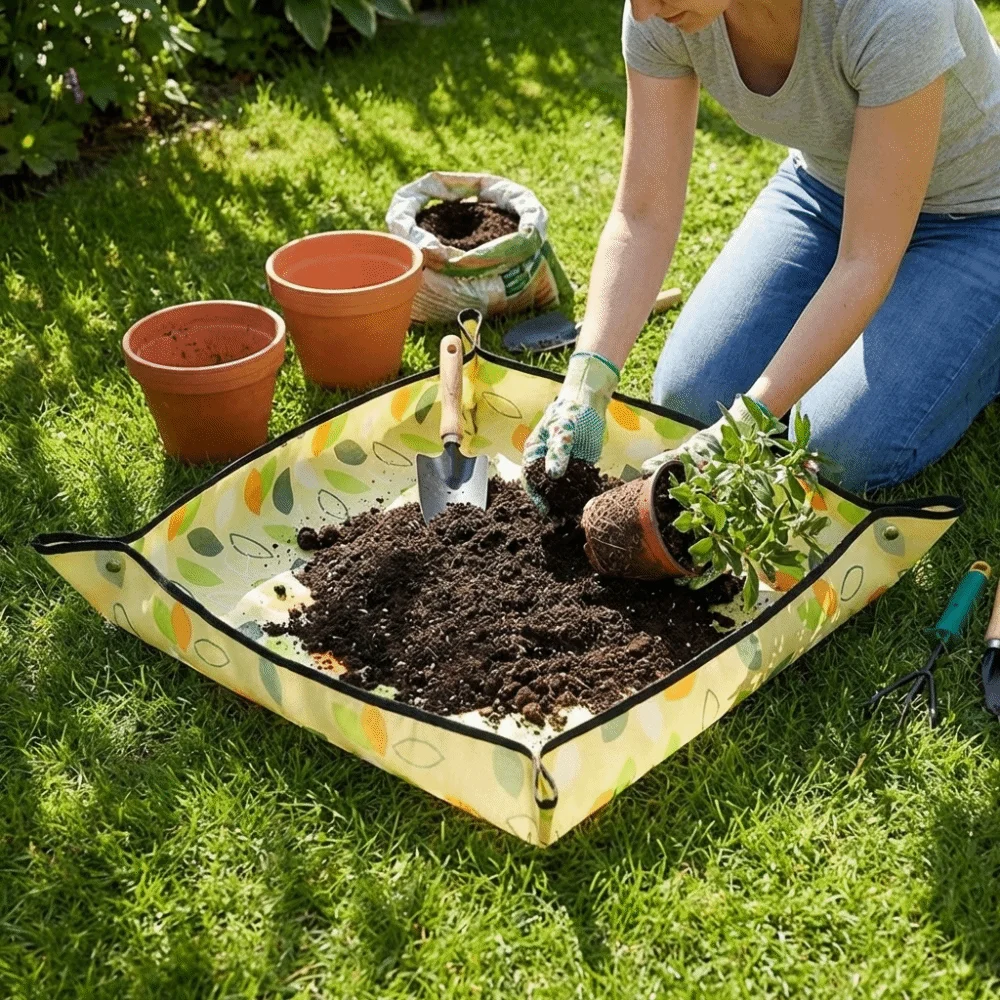 Thickened Planting Mat Waterproof Foldable Succulent Planting Mat Oxford Cloth Portable Soil Mixing Mat Balcony