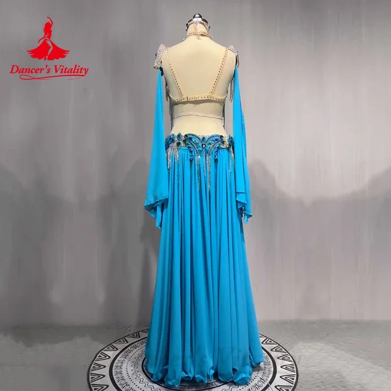 Belly Dance Costume Women's AB Stones Bra+split Chiffon Long Skirt 2pcs for Women Customzied Oriental Belly Dancing Wear Suit