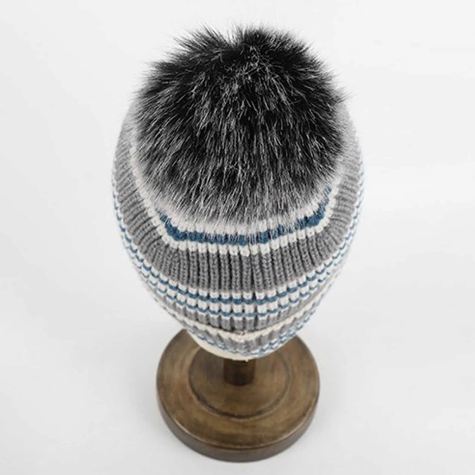 Strickmütze mit Pompom, gestreifter Schal, warm halten, Vollfinger-Fäustlinge, 3-teilig, für Damen, Winter, Beanie, Mütze, Schal, Handschuhe, Set, dick, warm, 2025