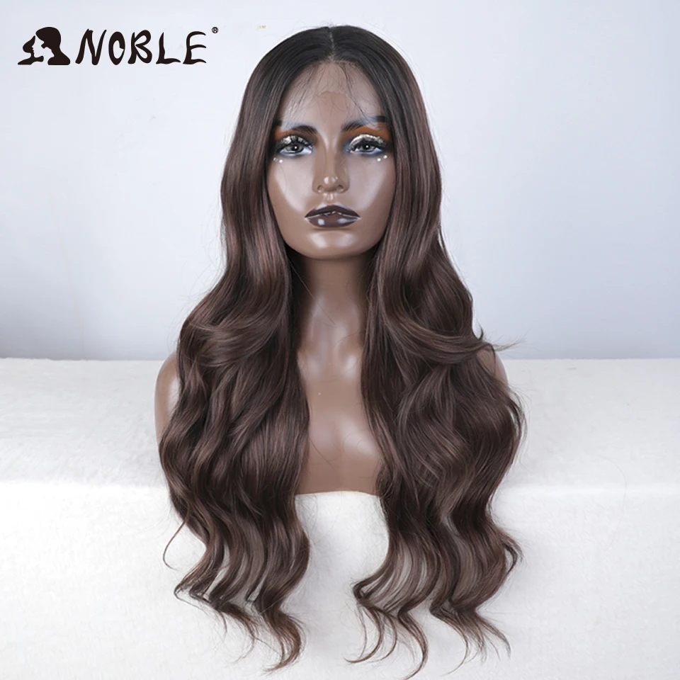 Edle Lace-Front-Perücke, synthetisch, 28 Zoll, mit honigbraunen Highlights, gewellte Perücke, blonde Perücken für Damen, Lace-Perücke, synthetische Lace-Front-Perücke. – Detail 6