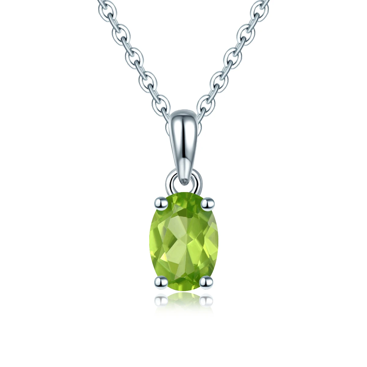 

925 Silver Pendant Genuine Shape Gemstone Peridot Solid 925 Sterling Silver Chain Fine Simple Jewelry for Women