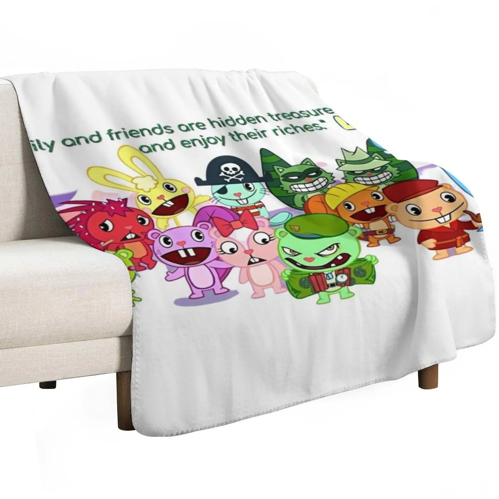Happy Tree Friends Family Throw Blanket Moving Cute Plaid Decoratives Blankets For Baby Hairys Sofas Blankets