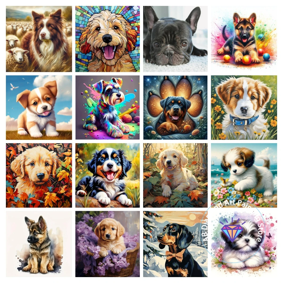 

Labrador Retriever Schnauzer AB Diamond Painting Kit 5D DIY Diamond Embroidery Cross Handmade Art Gift Crafts Home Decoration