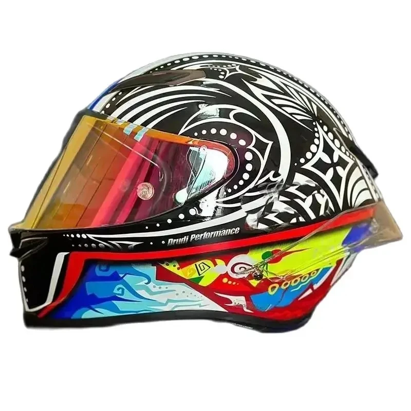 

Rainbow Sun and Moon Helmet Big Spoiler Helmet Men and Women Riding Full Face Motorcycle Helmet Casco Capacete Casque