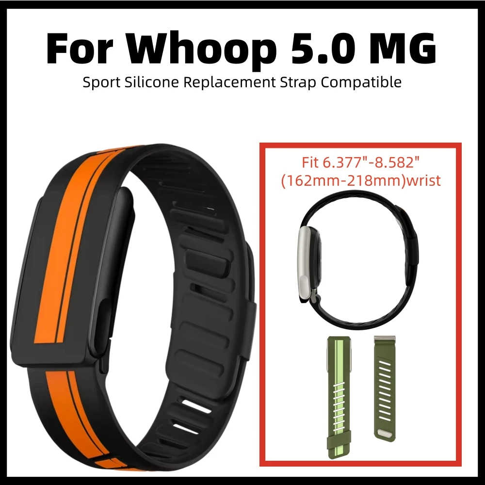 Adjustable Waterproof Sport Silicone Replacement Wristband Compatible with Whoop 5.0/MG Fitness Tracker Watch Strap Accessories