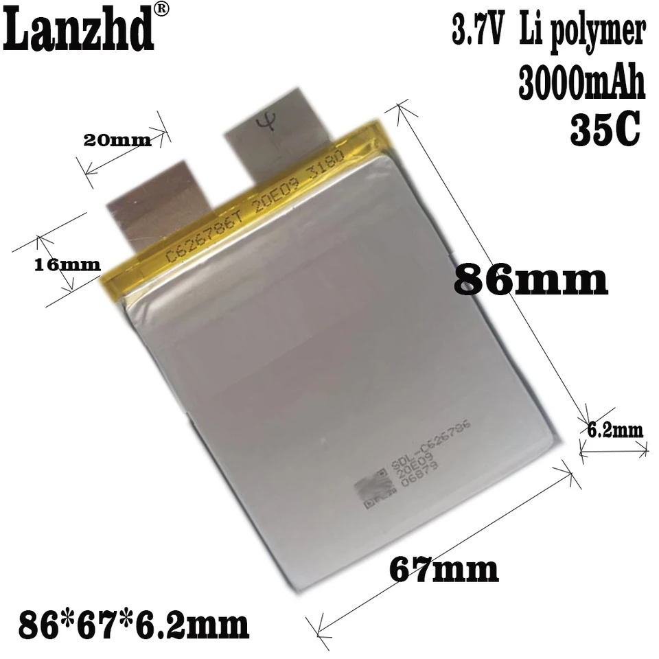 1-12 個のバッテリー 626888 626786 3000mAh 35C 3.7V リチウム