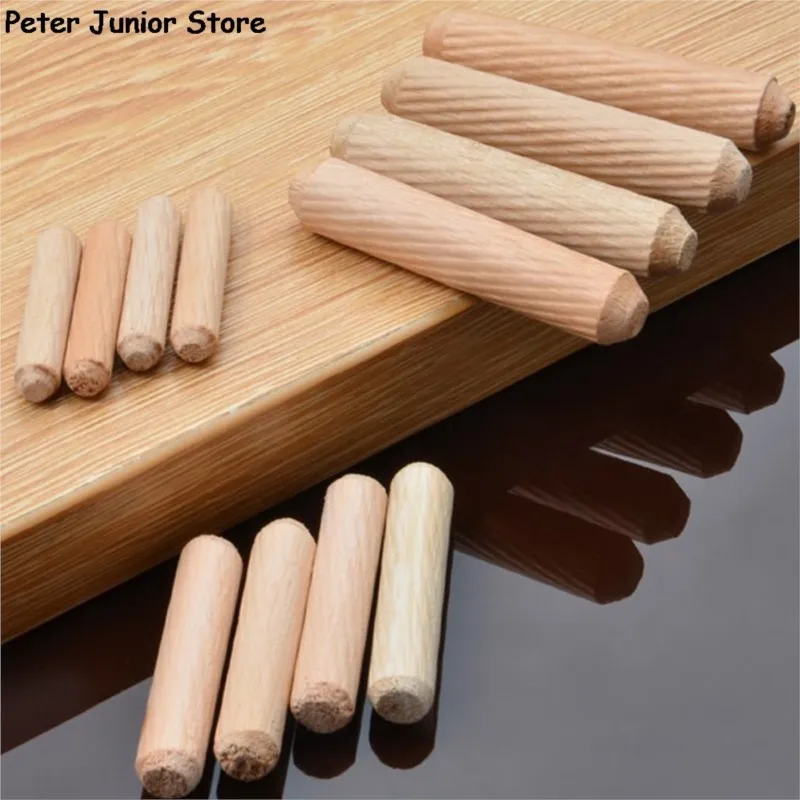 50-200 Pcs Wooden  Furniture Fitting Dowel Cabinet Drawer Round Fluted Wood Craft Dowel Pins Rods Set M6 M8 M10