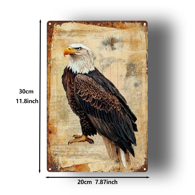 2D Flat - 2D Plane Retro Metal Wall Decor - 8X12 Inch Rustic Iron Sign, Perched on Branches, Classic Farmhouse Style, Suitable f