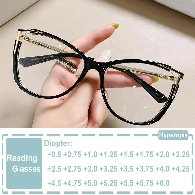 

Fashion High-definition Reading Glasses Blue Light Protection Female Decorative Eyeglasses Frames Presbyopia Computer Glasses +2