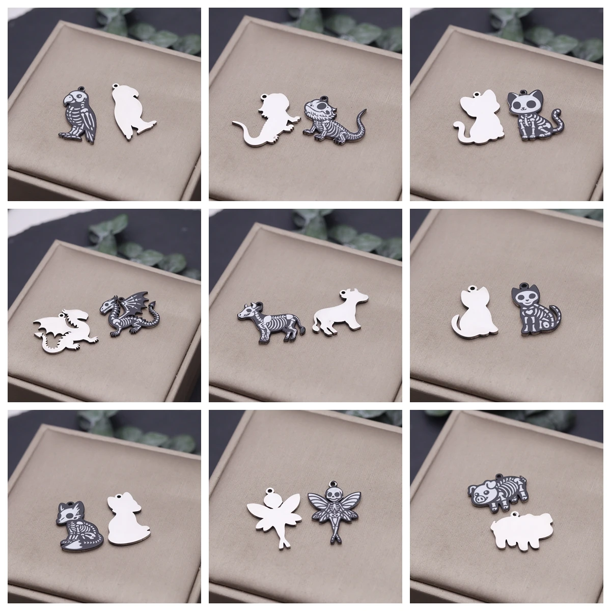 2pcs Stainless Steel Dinosaur Cow Fox Fairy Pig Charms Pendant For Necklace Earrings DIY Handmade Jewelry Making Accessories