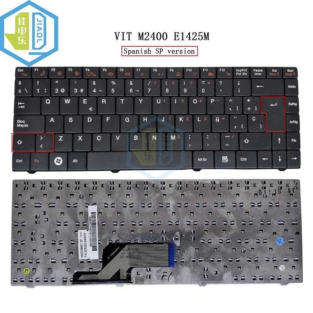 Replacement SP Spanish UI USA-India big enter Laptop Cottage Keyboard For VIT M2400 E1425M V092328MK1 82B382-X84016