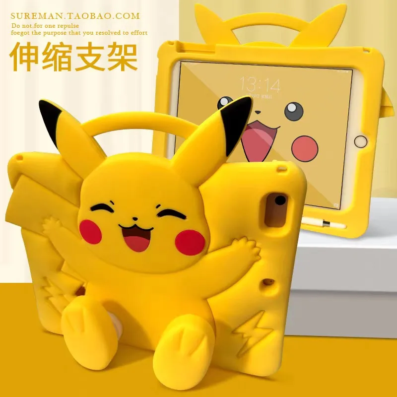 3D Cartoon Pokémon Pikachu Case For iPad Mini Air 2 3 4 5 6 7/Pro 9.7-11(2018-2025)/7th 8th 9th/10th Gen Cover Kids Tablet Shell