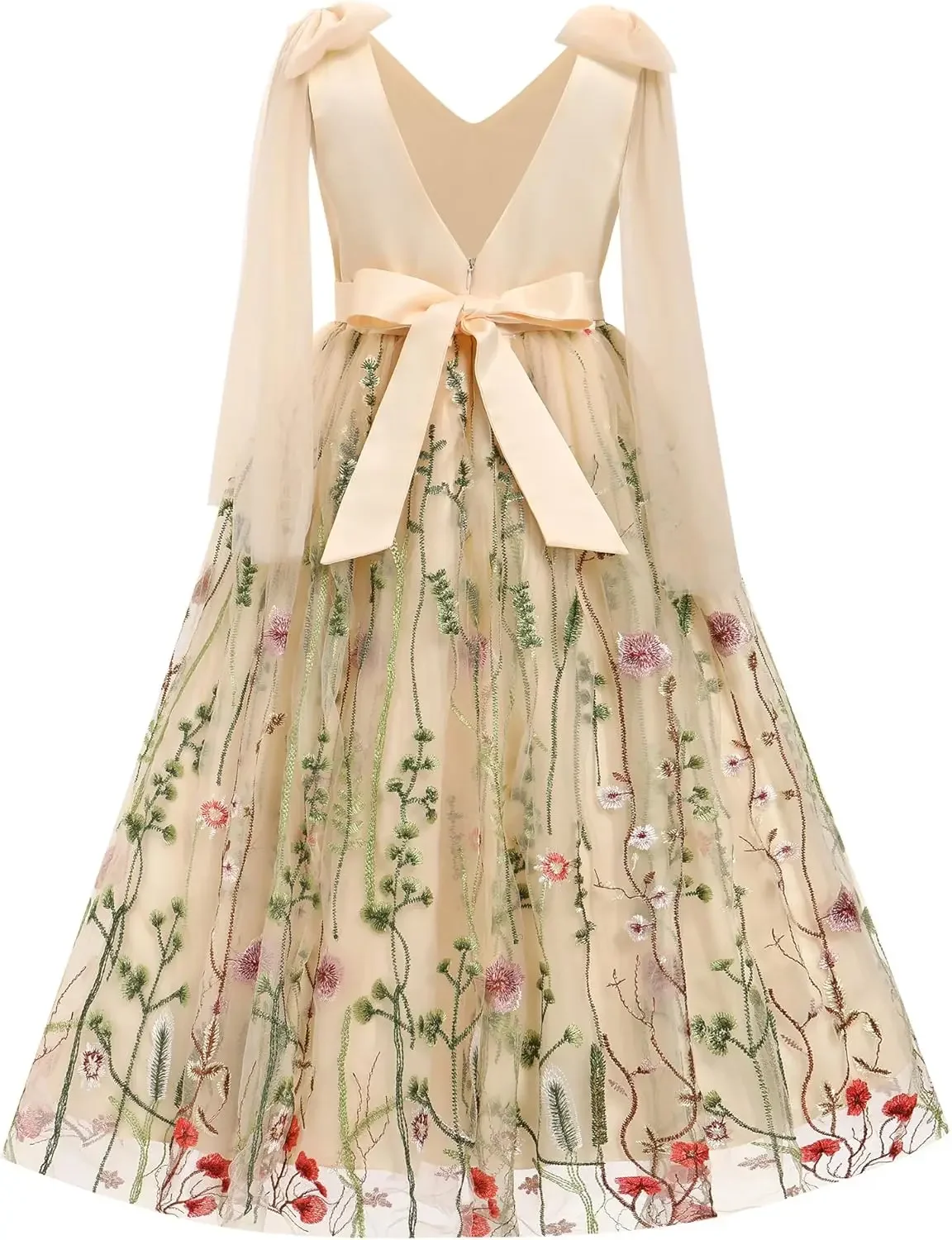 Tüllrock, Prinzessin, Festzug, Erstkommunionkleid, Blumenmädchen-Maxikleid, Hochzeit, formelle Brautjungfer, mit Blumen bestickt