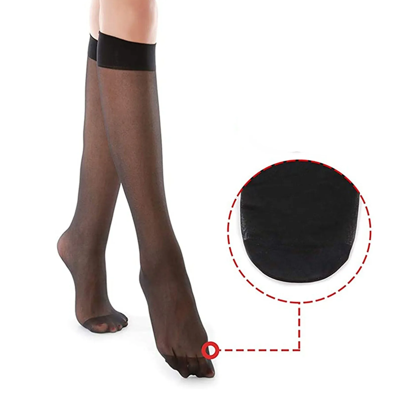 Women's Sheer Knee Highs Pantyhose With Reinforced Toe 20D Nylon Stockings For Women Socks Men Athletic Sock Booties