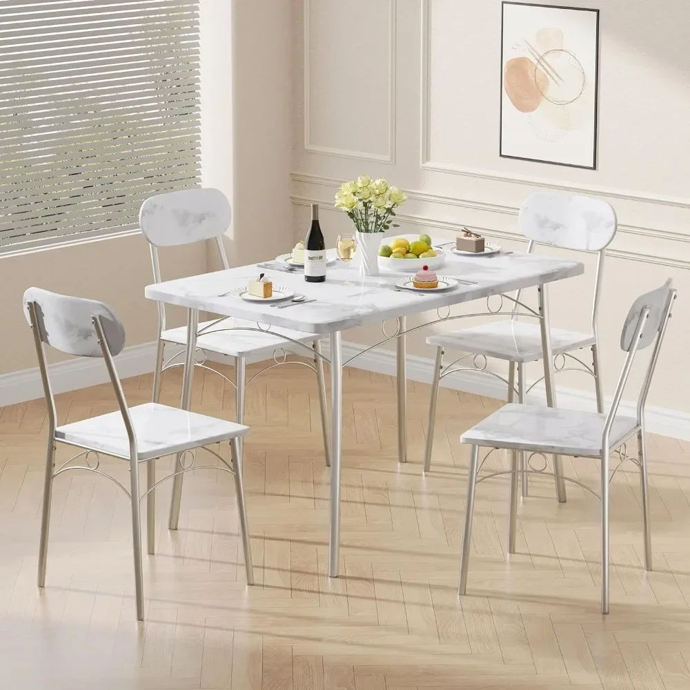 

Dining Table 5 Piece Set ,Kitchen Table with Kitchen Chairs, Breakfast Corner&Small Space, 43.3 Inches table and chairs set