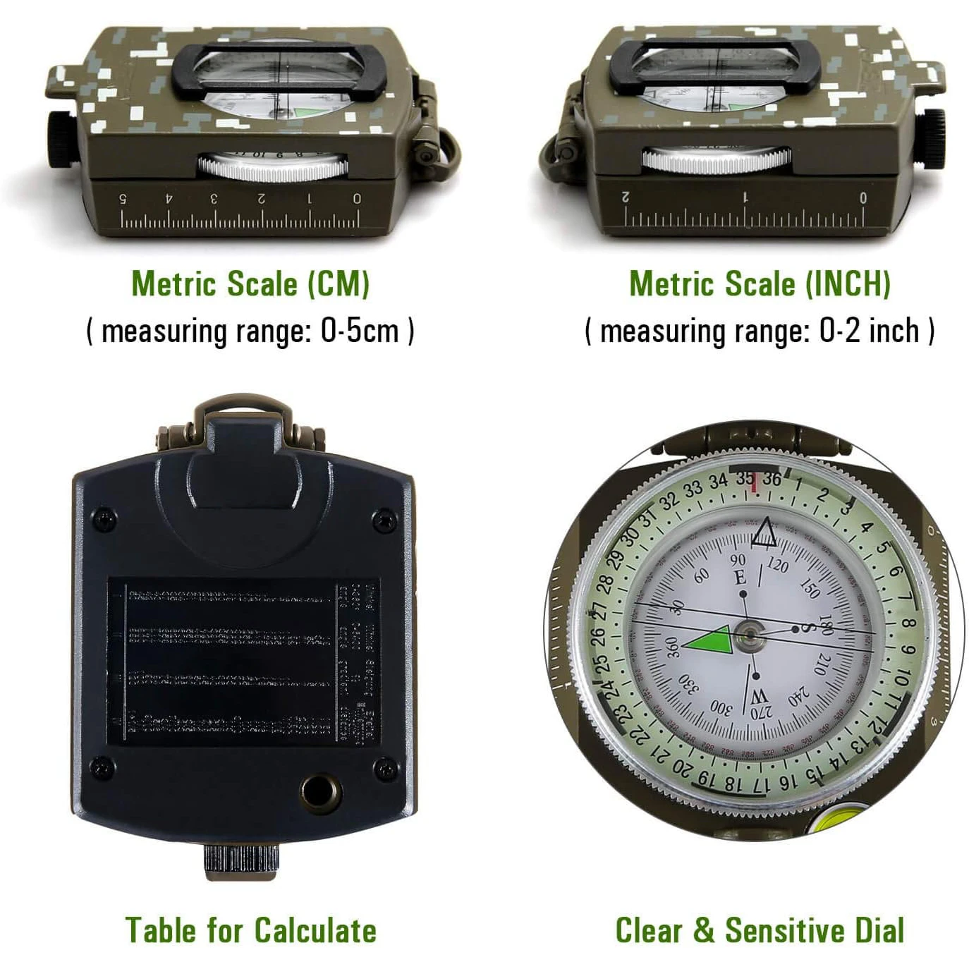 Professional Tactical Survival Military Compass with Lanyard Waterproof Impact Resistant Lensatic Sighting Compass for Hiking