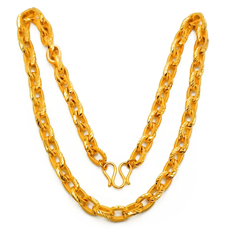 9999 gold rich man's necklace, high-quality polished face-shaped flower decoration accessory