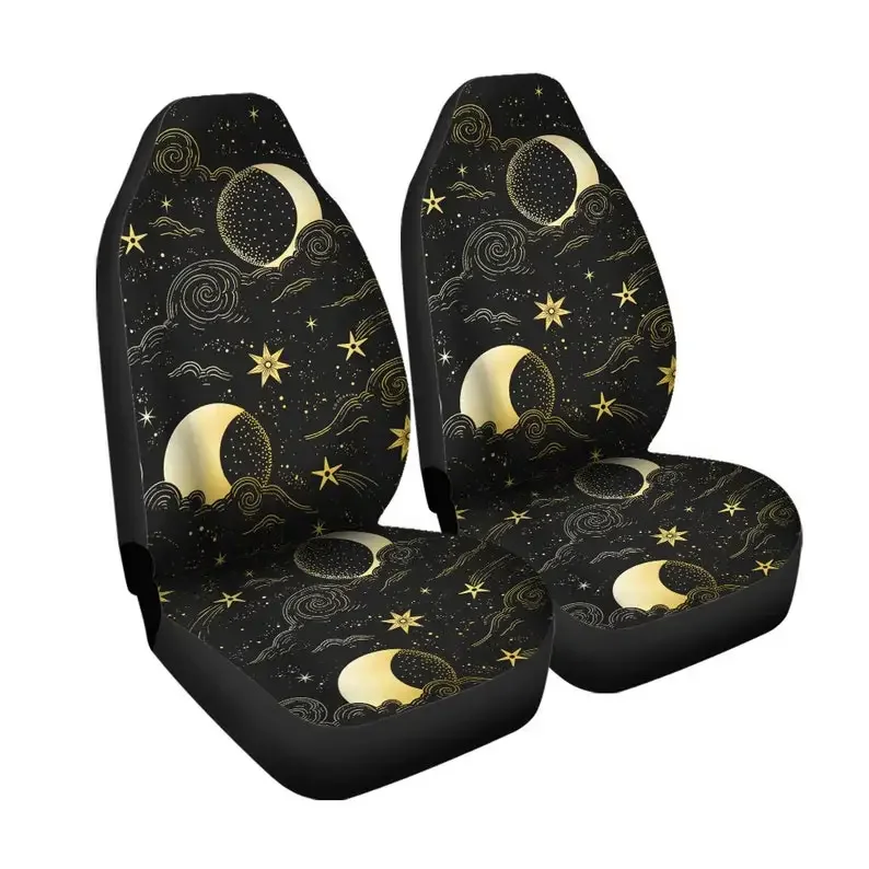 Moon And Sun Car Decoration, Space Celestial Stars Car Seat Cover, Boho Hippie Cover, Front Seat Protector, For SUV, Wrangler, C