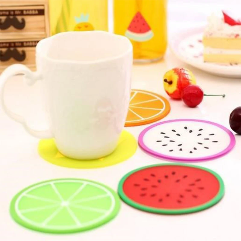 Posavasos de silicona con forma de fruta, Mantel Individual para mesa de comedor, tapete para taza de cocina, almohadilla para bebidas calientes y