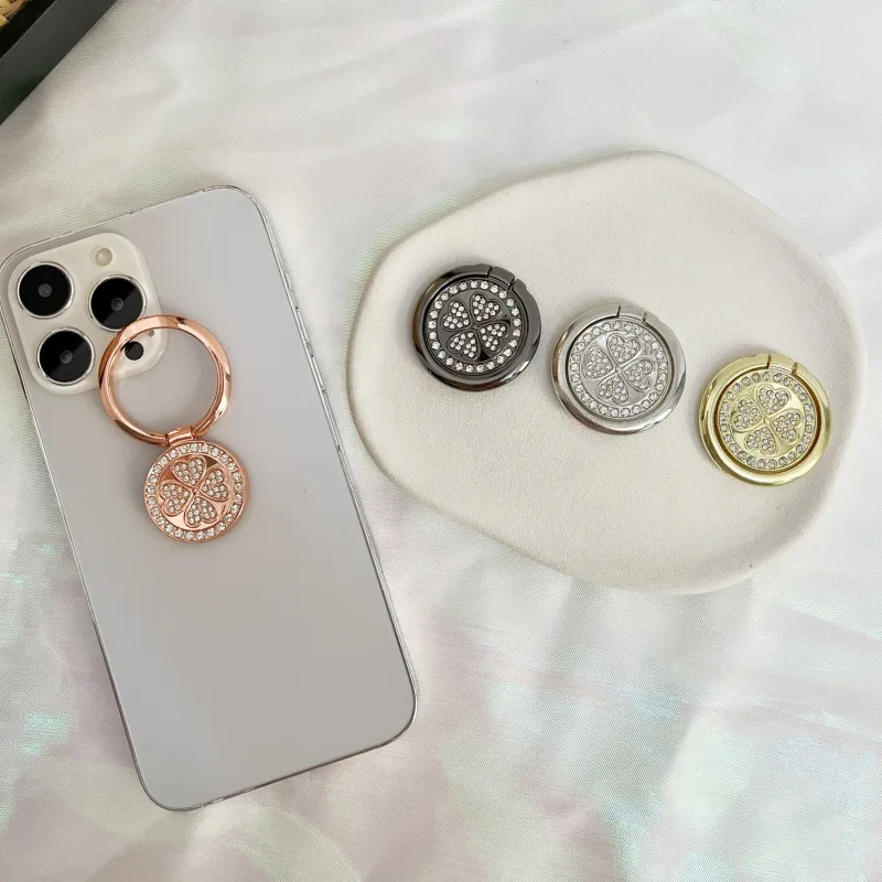 

New Mobile Phone Ring Buckle Metal Four-leaf Clover Creative Desktop Mobile Phone Holder Back Sticker Table Bracket Sticker