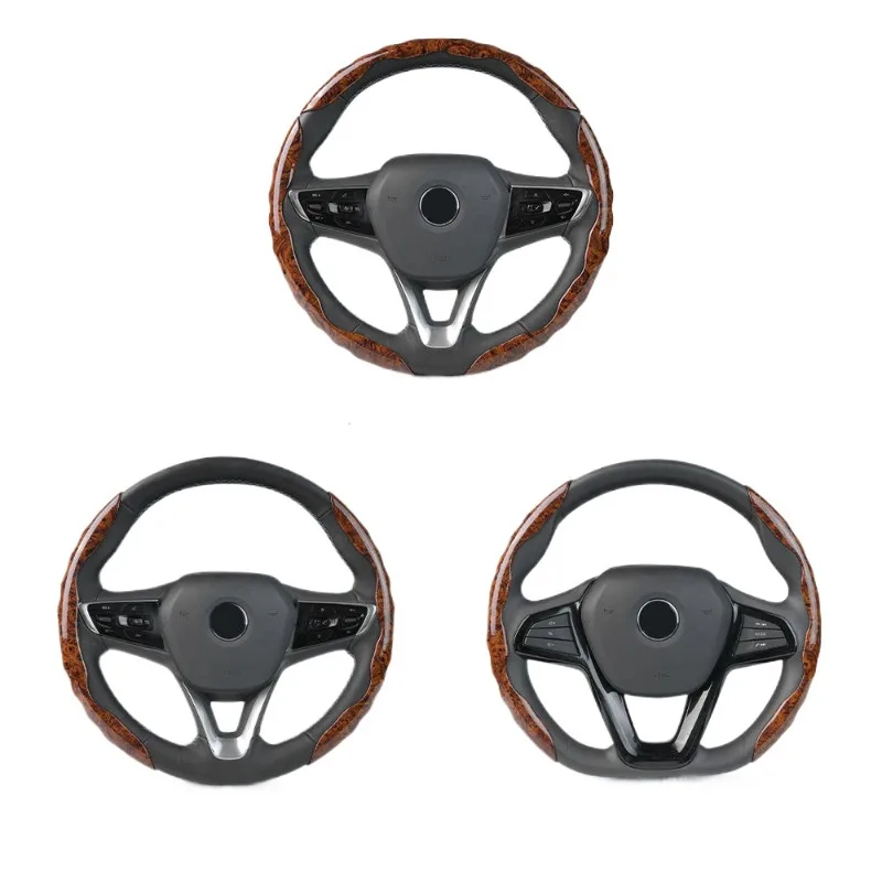 

Mahogany pattern car steering wheel cover four seasons wear-resistant handle cover non-slip feeling sports fashion personality