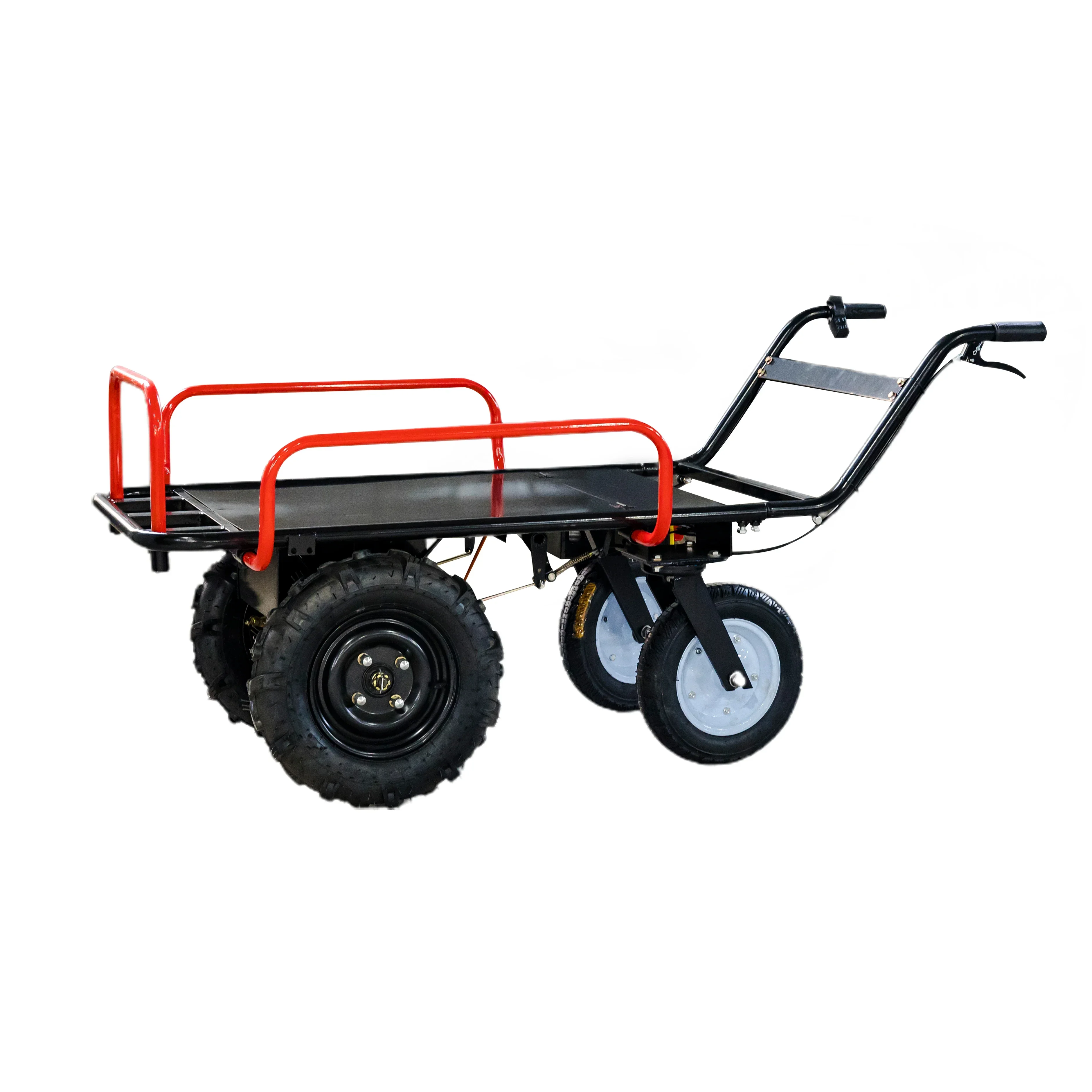 4 Wheel Metal Cargo Outdoor Garden  Dump Wagon Heavy Duty 4 Wheels Platform Hand  Trolley Electric Hand