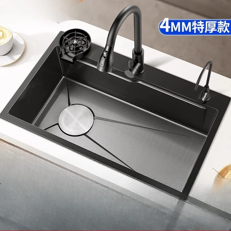 

Kitchen vegetableLarge single slot Embossed 304 Household dishwashingVegetable sink Undercounter basin