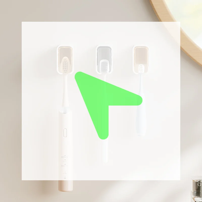 

Toothbrush Holder Wall-mounted Punch-free Toothbrush Rack Dustproof Bathroom Electric Toothbrush Organizer