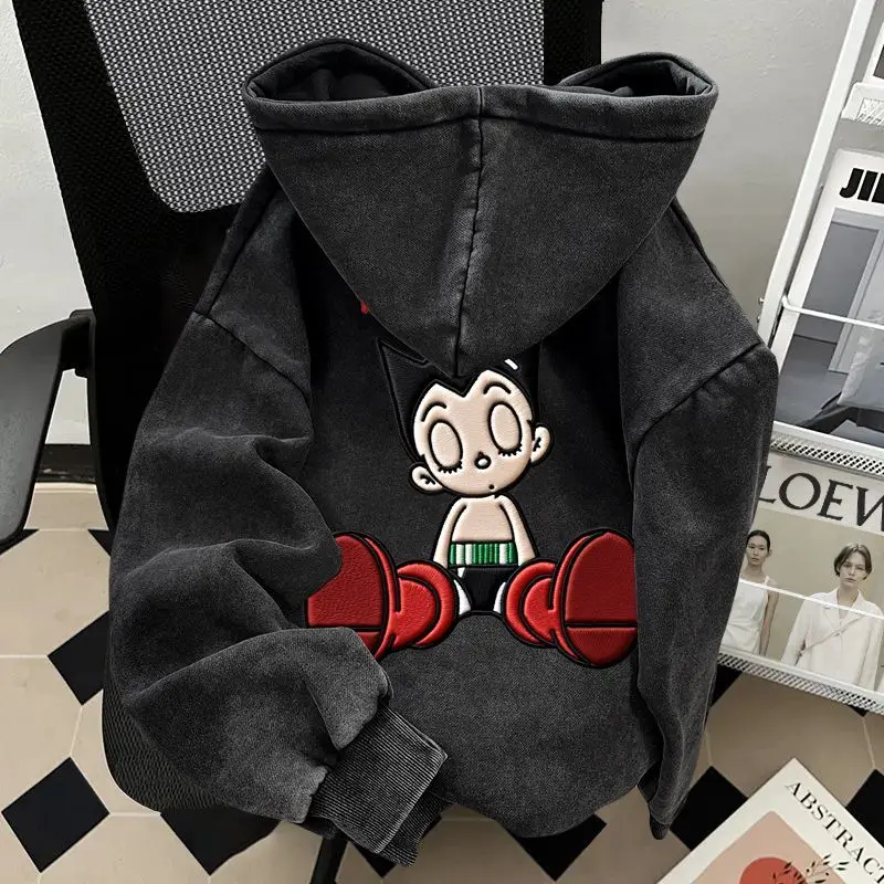 

Толстовка унисекс с принтом Atom Boy, большой размер, на флисовой подкладке, утепленная, плотная, для осени