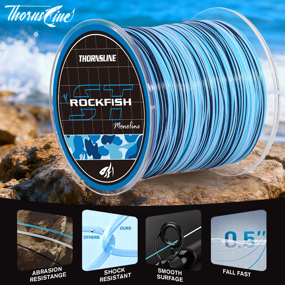 

Камуфляжная синяя леска Thornsline 500 м, полуплавающая нейлоновая леска, супер прочная монофильная леска для рок-морской рыбалки, аксессуары для морской рыбалки