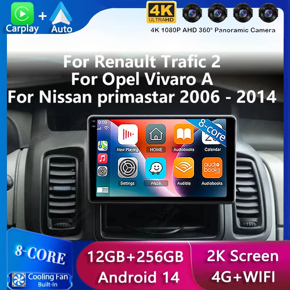 Android 14 Multimedia Radio Navigation For Renault Trafic 2 For Opel Vivaro A For Nissan Primastar 2006 - 2014 QLED HDR Screen