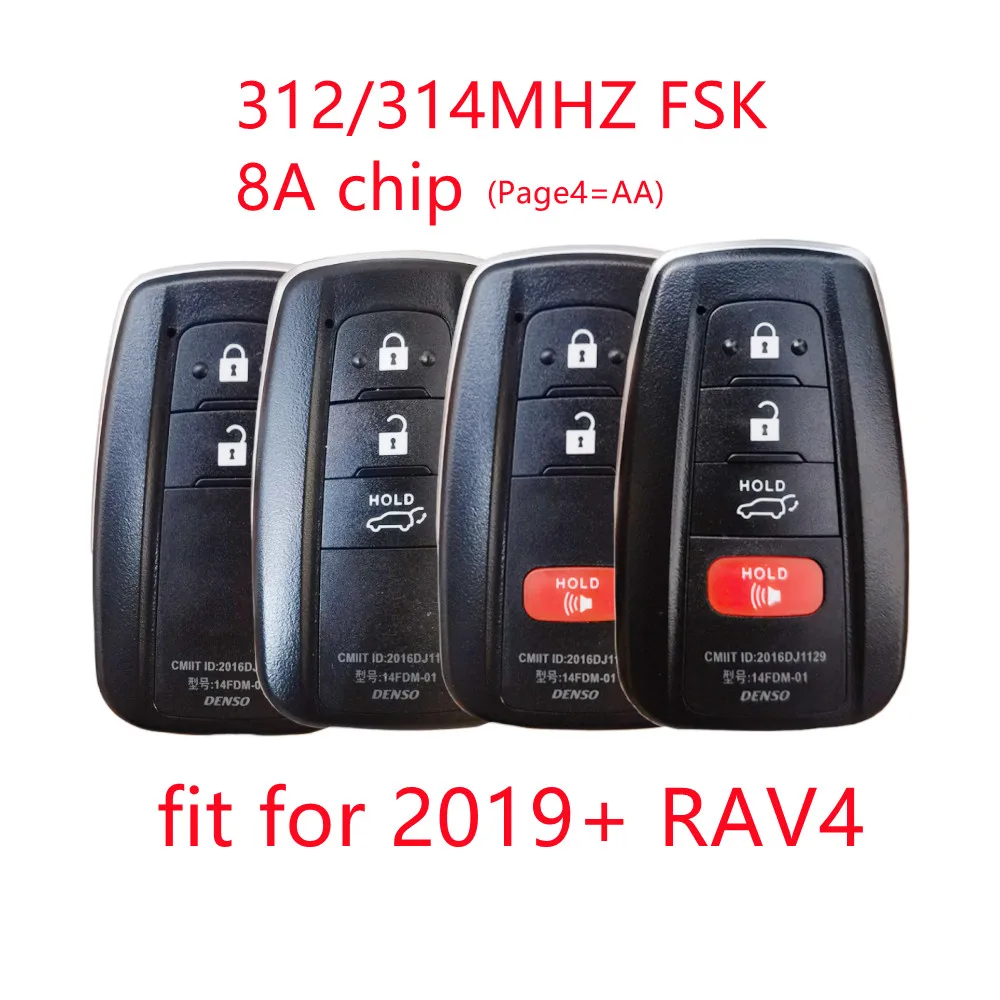 

HYQ14FBC Smart Key For 2018 2019 2020 2021 Toyota RAV4 For USA Brazil Market 8990H-0R030 312/314 MHz 8A Chip P4=AA