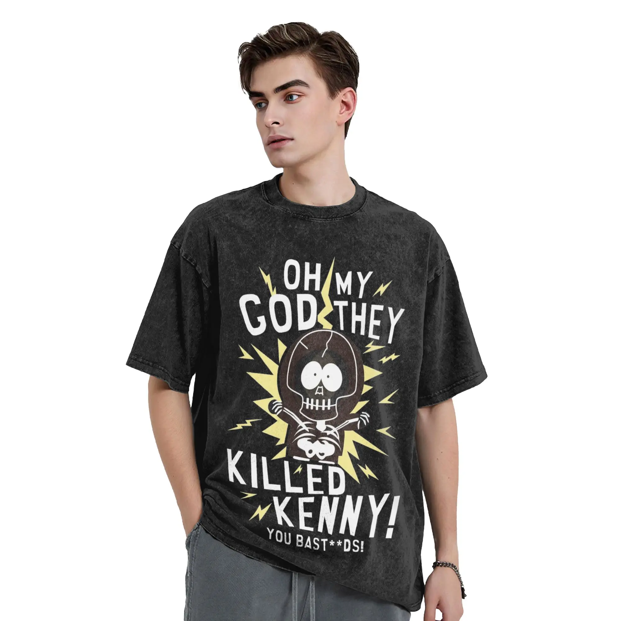 Washed T Shirt Oh No Randy Marsh Novelty T-Shirts Oversize Southparks Streetwear 100% Cotton Summer Tops Tops Tees for Men Women