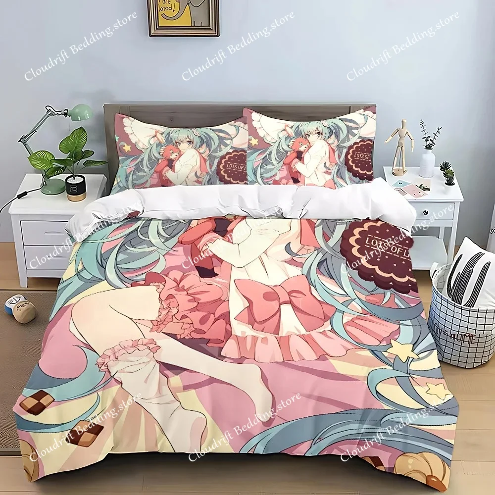 

Hot Cartoon Kawaii Virtual Singer M-Miku H-Hatsune Bedding Sets Bed Supplies Set Duvet Cover Bed Comforter Set Bedding Set Gift