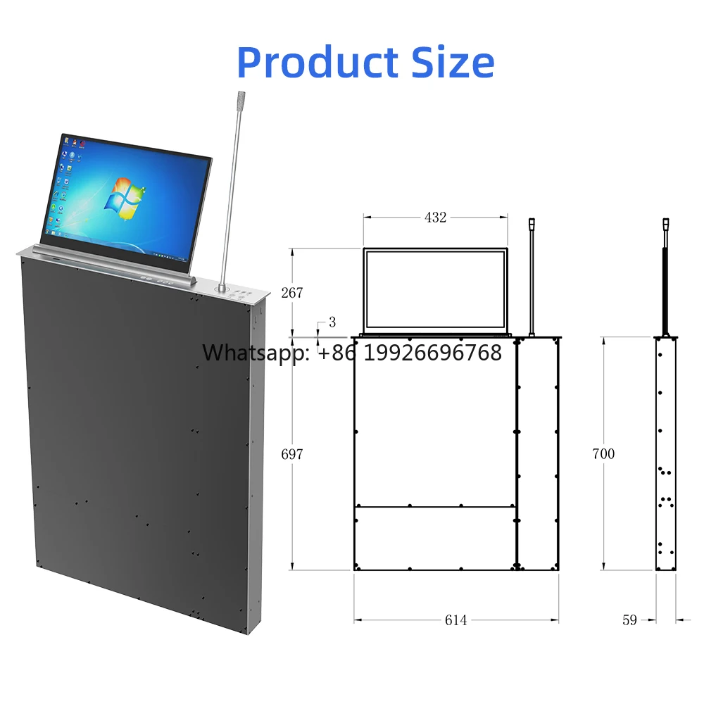 

18.5" Conference System Lifter with Microphone Multimedia Paperless Video Conference System LCD Lifter factory