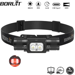 Boruit-LEDヘッドランプタイプC,高出力,緊急時,18650ランタン,理想的,防水,キャンプ,釣り用