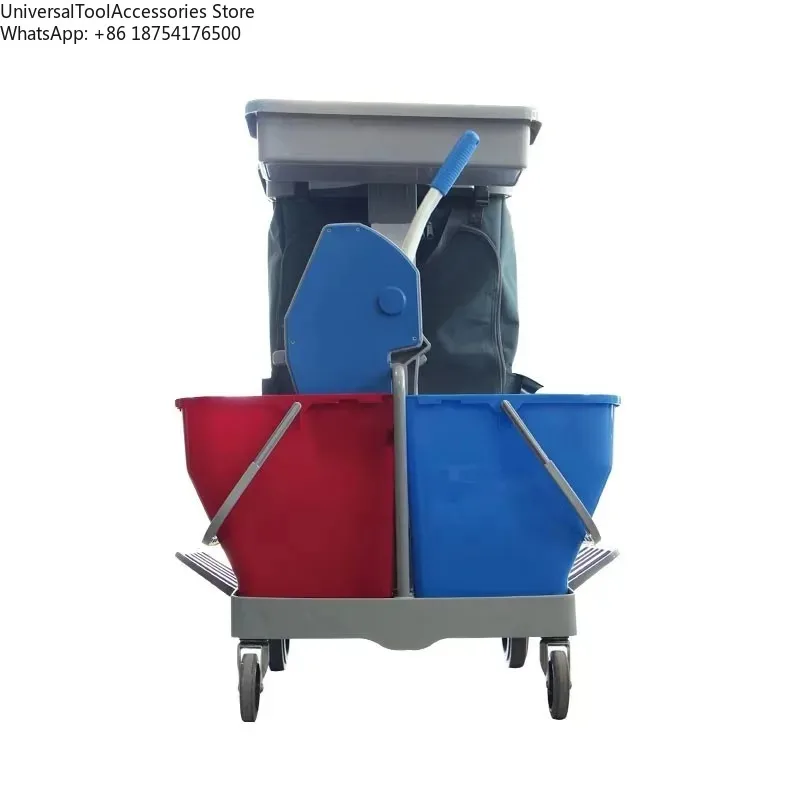 

Cleaning Janitorial Cleaning Plastic Trolley Cart With Down Press Bucket Wringer Hotel Cleaning Cart