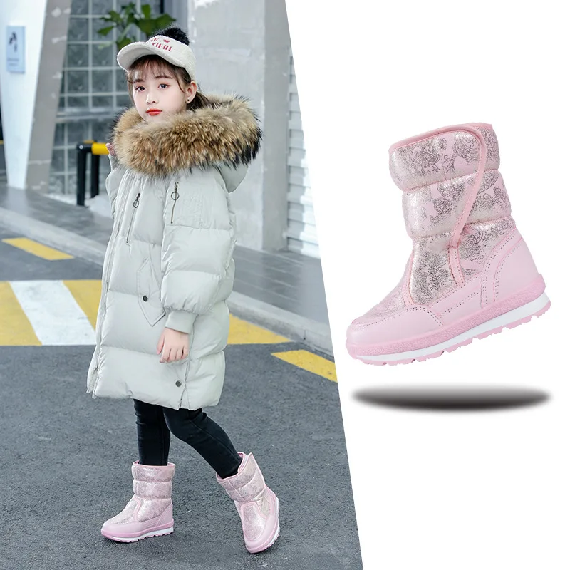 

2025 Kids Family Matching Snow Boots, Mid-Calf Waterproof Winter Boots with Warm Wool Lining & Non-Slip Sole for Boys & Girls