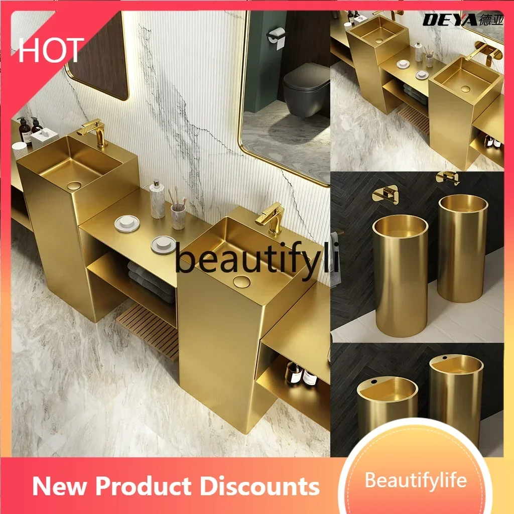 ss8350 ss 25Column type washbasin Garden balcony Floor-to-ceiling integrated washbasin Outdoor stainless steel column basin