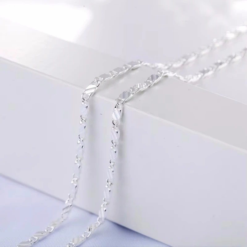 

925 Sterling Silver 16/18/20/22/24/26/28/30 Inch 2mm Charm Chain Necklace For Women Man Fashion Wedding Party Jewelry