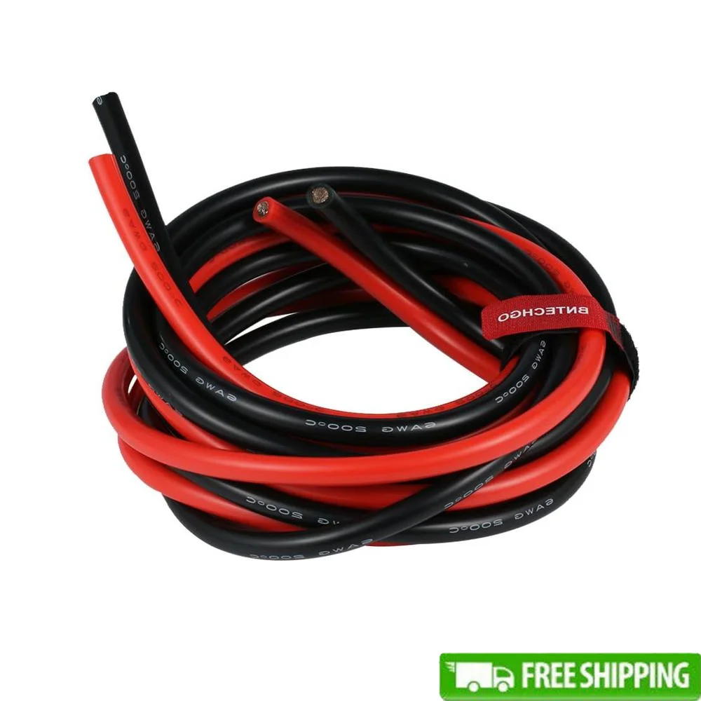 

Силиконовый провод 6 AWG, 20 футов, луженая медь, высокая гибкость, сверхнизкий импеданс, модели изоляции из мягкой резины, бытовая техника, двигатели
