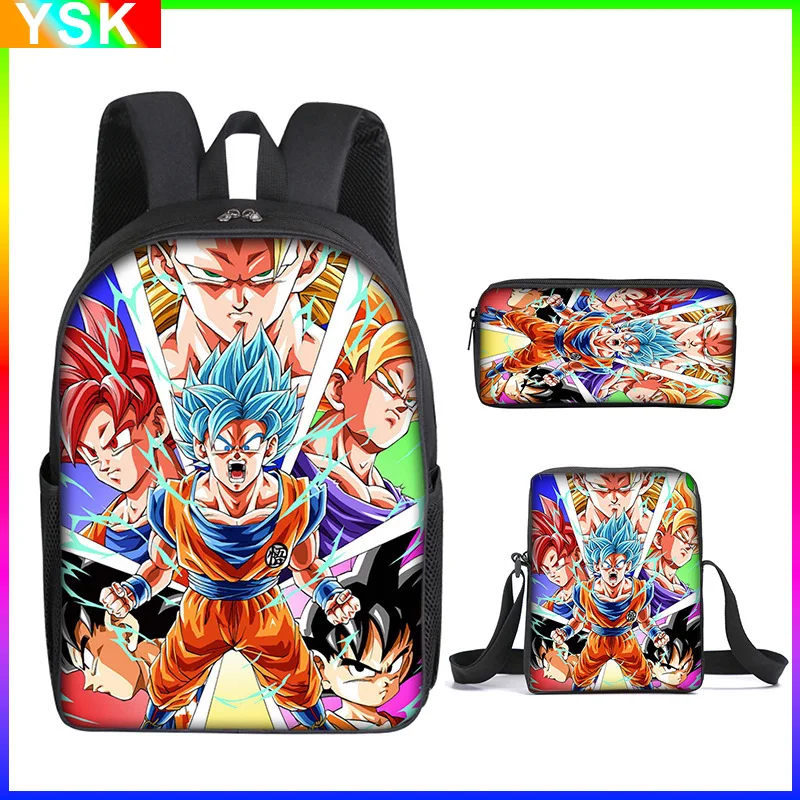 3 sztuk/zestaw Dragon Ball 3D nadruk kreskówka torby szkolne dla chłopców dziewczyny Goku podstawowe dla dzieci z powrotem do szkoła prezent Mochila