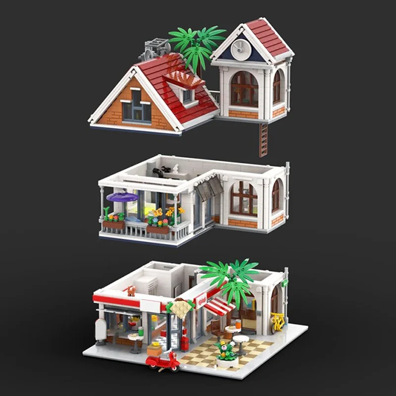 2903pcs MOC Townhouse Kebab Store D Ner Laden Model Christmas Gift Building Toy Blocks Architecture DIY Creative Idea Birthday