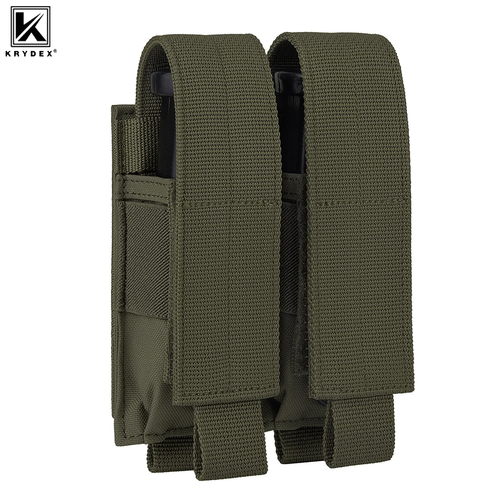 KRYDEX Tactical Modular 9mm Double Mag Pouch MOLLE Single Double Stack Pistol Magazines Case Hunting Accessories