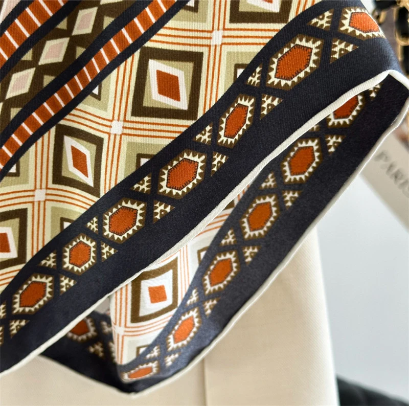 Lenço de sarja de seda 90cm marca de luxo xales quadrados 100% cabelo amoreira pescoço bandanas pescoço cabeça acessórios roupas decoração